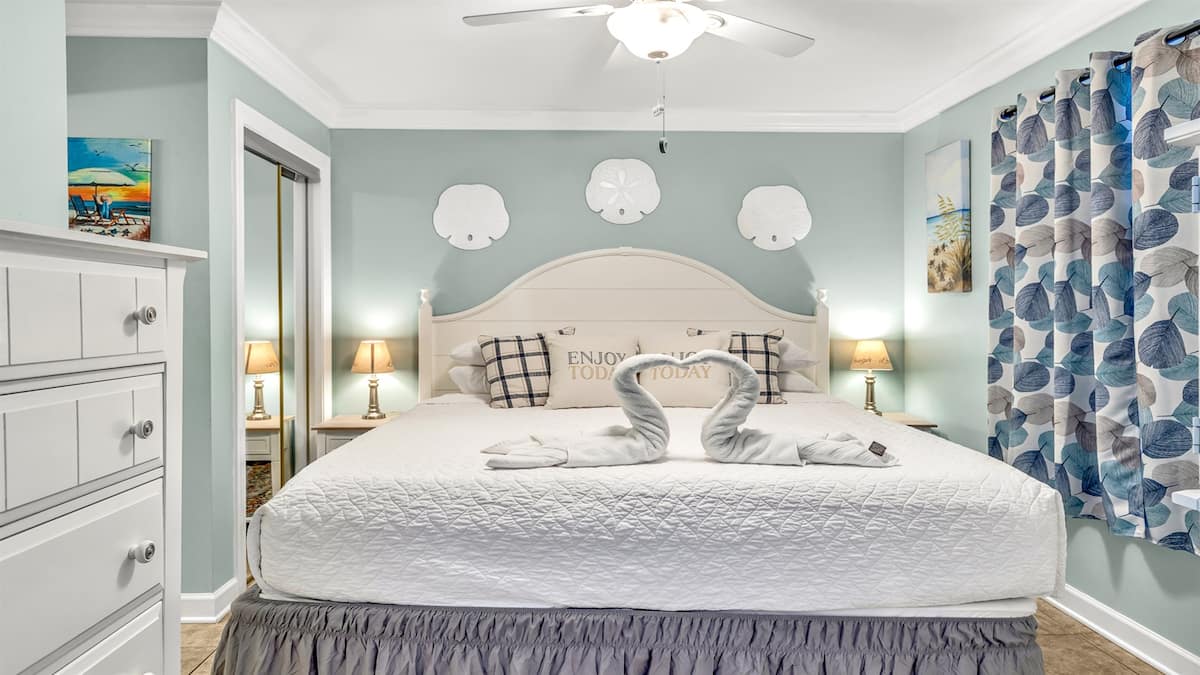 King bedroom with coastal decor